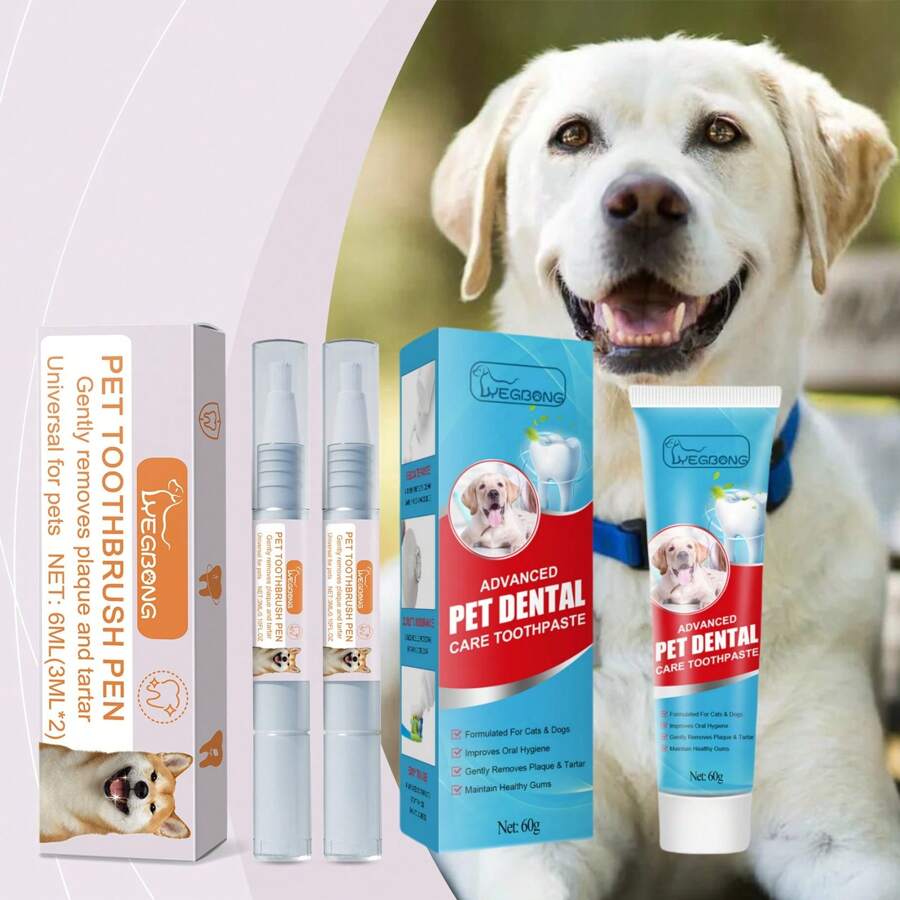 Pet Toothbrush Pen, Dog & Cat Tartar, Plaque, Odor Removing Tooth Cleaning Brush, Daily 1 Minute Brushing = Extending Precious Memories By 1,825 Hours