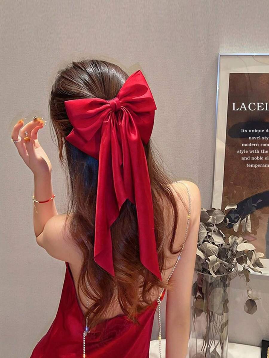 topshiny 1 Stück Haarklammer mit großer Schleife aus einfarbiger Schleife für Damen, Haarspangen