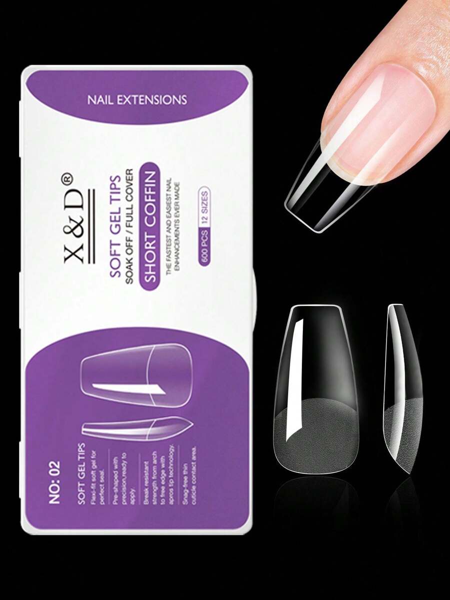 600 pièces de capsules pour extension d'ongles, forme pointe, amande, carré, français. Faux ongles à coller recouvrants, pour gel à tremper. Prêt à l'emploi pour le DIY.