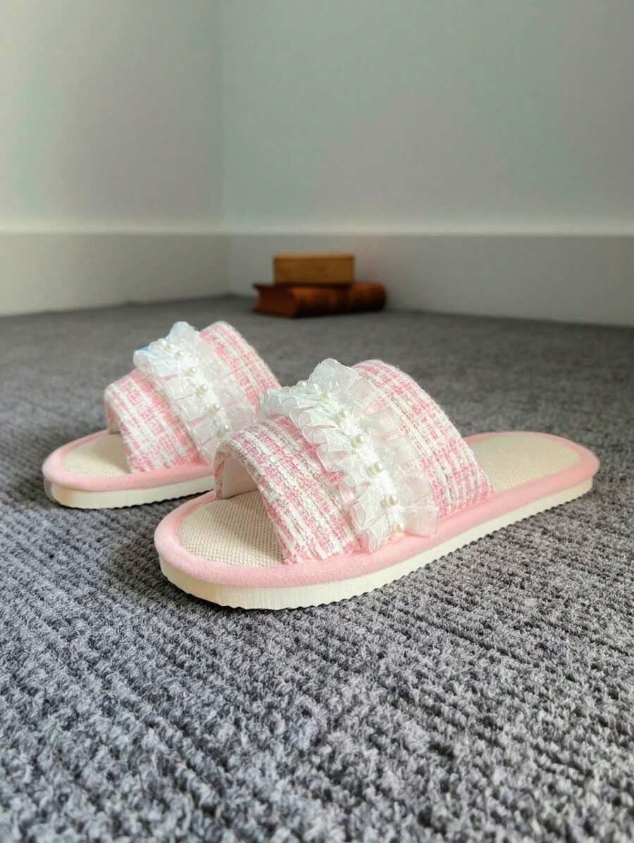 Pantuflas con estampado de corazón para mujer, material suave para comodidad interior, pantuflas de dormitorio cálidas y esponjosas para todo el año, suela de EVA, aptas para bodas y fiestas