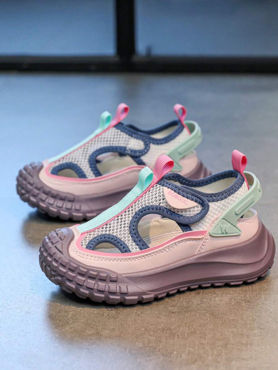 Kids Hollow Out Colorblock Sports Sandals, Fashion Casual Running Shoes For Big Children Girls