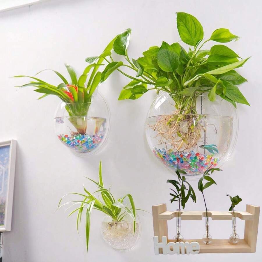 5pcs/10pcs Set Spherical Glass Terrarium - Thick Transparent Glass Ball Planters For Home & Office Decor, Multi-Color