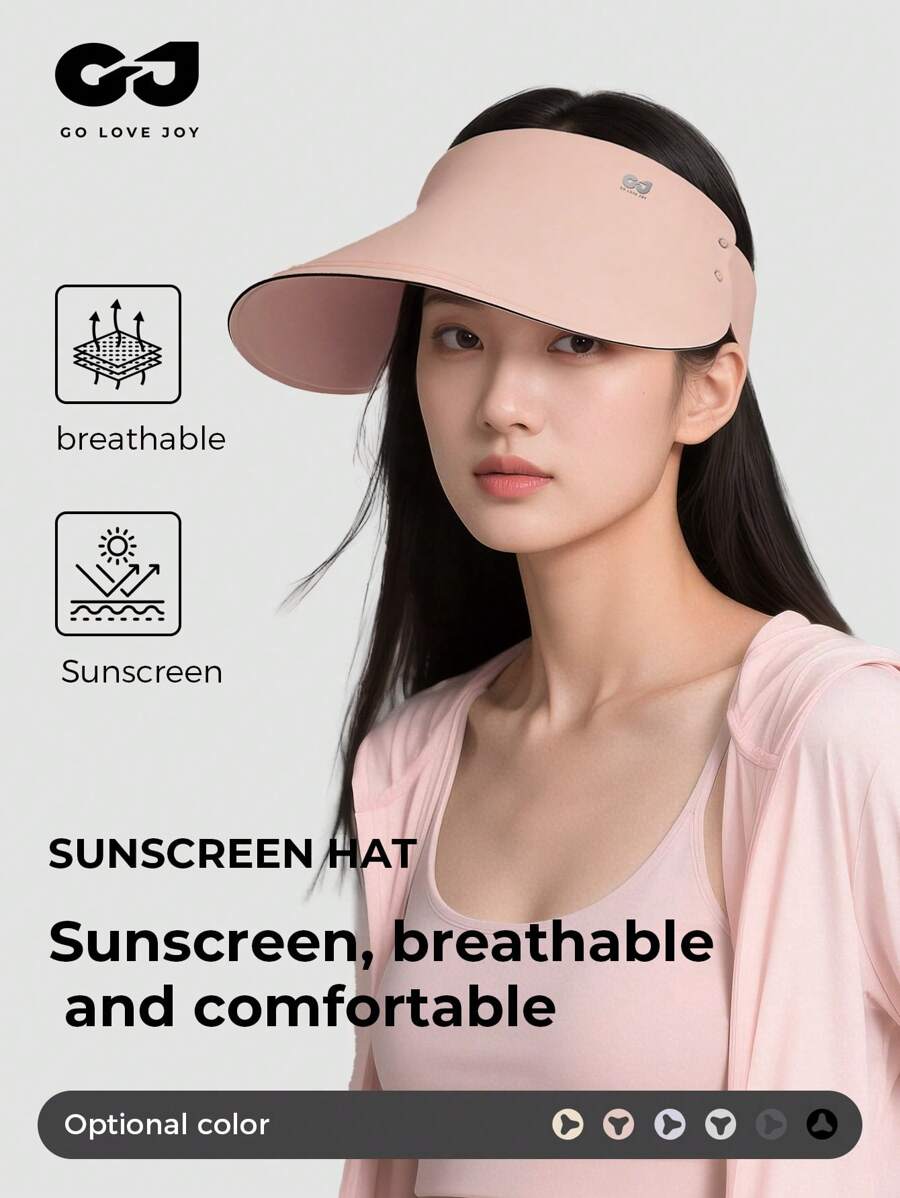 GOLOVEJOY 1 pezzo Cappello da sole estivo rosa da donna, cappello da tennis da donna ampia tesa, protezione solare, colore unito, versatile, traspirante, pieghevole, portatile con ampia parte superiore