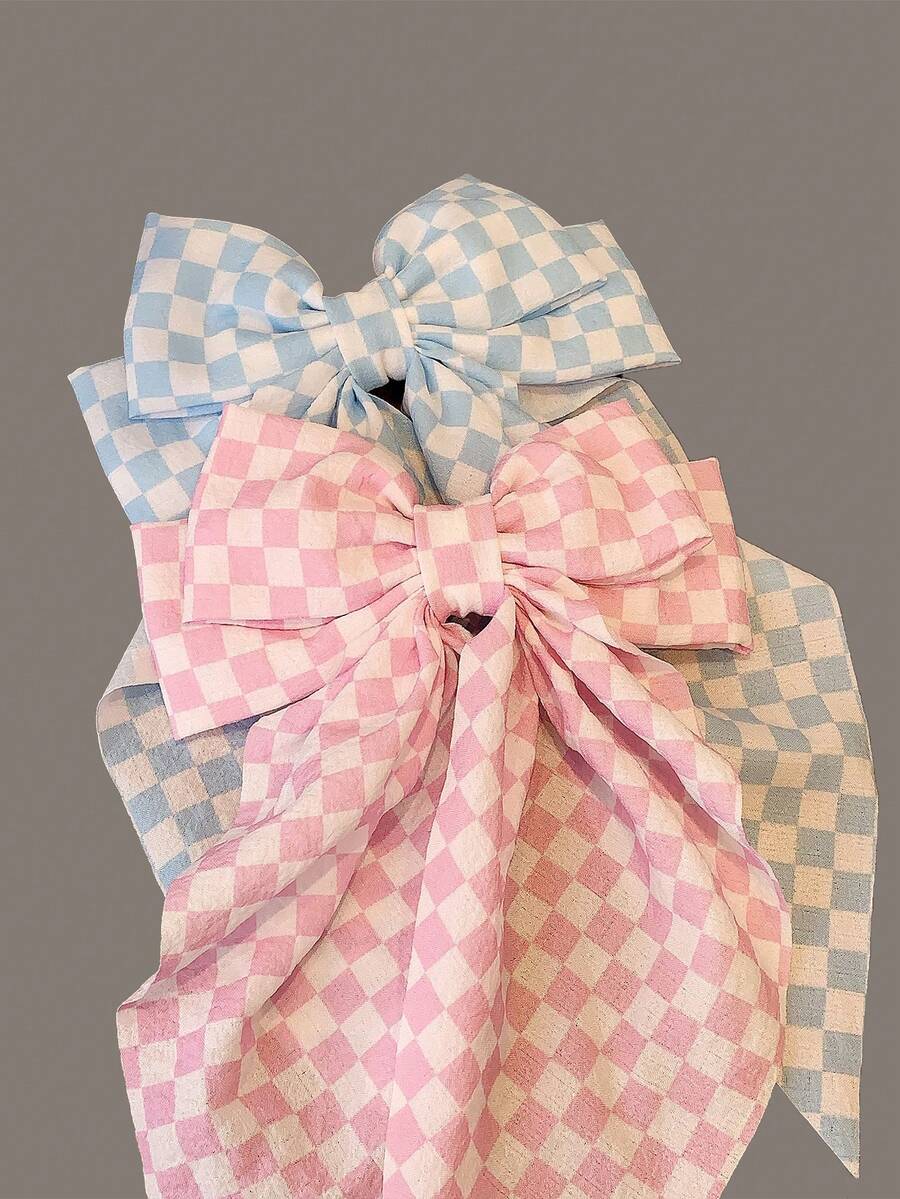 1pc Women's Korean-Style Double Layer Long Ribbon Ditsy Floral Big Bow Hair Clip, Sweet Fabric Spring Clamp Barrette ,Hair Accessory ,School Accessories, Claw Clips, Clips For Hair, Hair Slide, Hair Claws