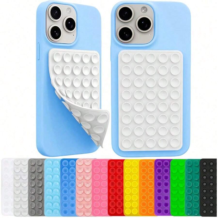 4/2/1 Pcs Silicone Suction Cup Square Phone Case Back Stand With 40pcs Double-Sided Suction Cups, Silicone Hands-Free Phone Holder For Selfie And Video Shooting (3 Colors)
