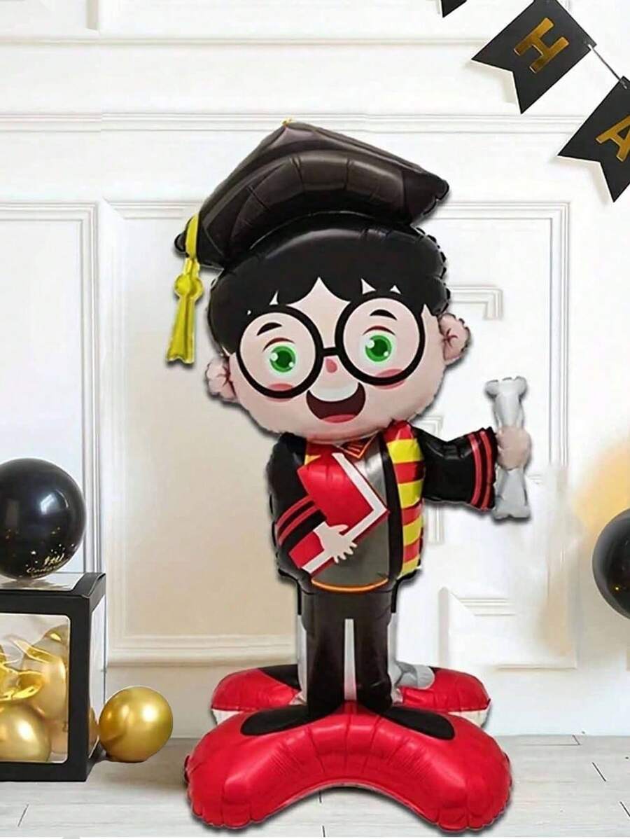 1 pieza Globo de aluminio de 46" con forma de gorro de graduado, decoración para ceremonia y fiesta de graduación, apto para actividades de campus y fiestas de graduación, adecuado para uso en interiores y exteriores