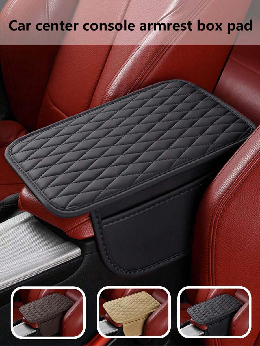 1pc Fashion Center Console Armrest Box Mat, Universal Car Armrest Cover, Car Interior Storage Pad