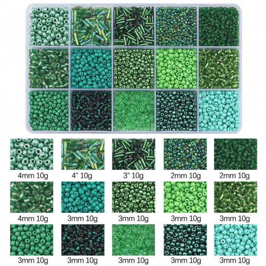 15 Rejillas de cuentas de color verde con agujeros, para manualidades DIY de pulseras, collares y joyería