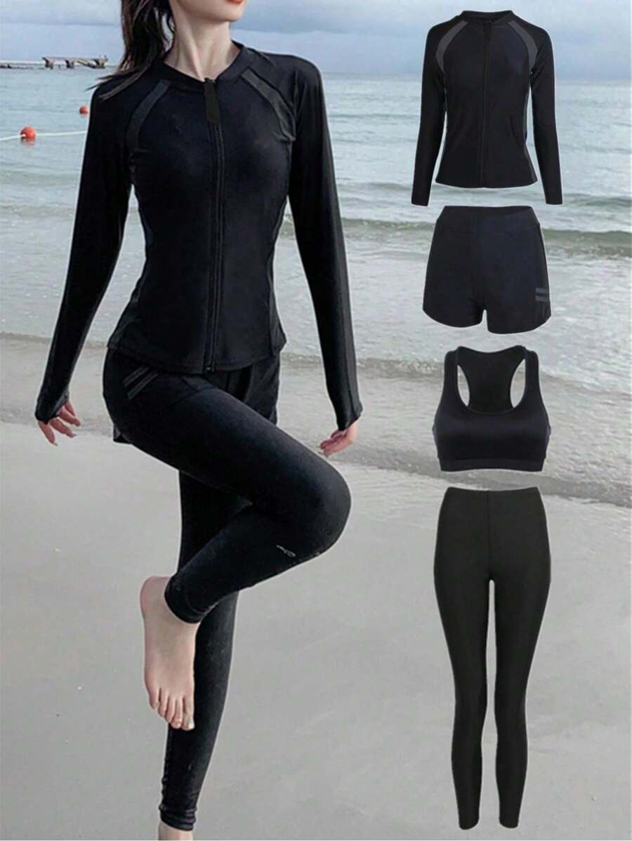 4pcs Long Sleeve And Long Pants Beach Diving Suit Set