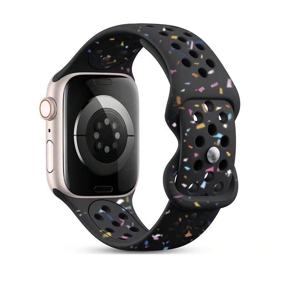 1 Peça Pulseira de Relógio Esportiva de Silicone Respirável Compatível com 38mm 40mm 41mm 42mm 44mm 45mm 49mm, Para Homens e Mulheres, Feita de Silicone Macio de Plástico Neutro em Carbono com Perfurações, Compatível com Series 9 8 7 6 5 4 3 2 1 SE Ultra