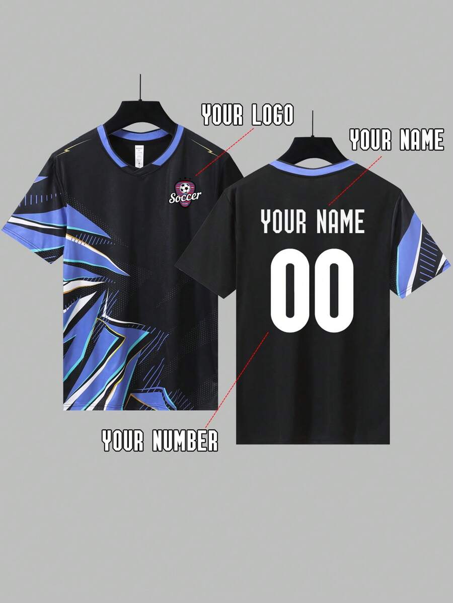 Jersey de fútbol unisex con estampado personalizado, logotipo, nombre y número, ropa deportiva de equipo de secado rápido transpirable para fútbol, bádminton, entrenamiento de voleibol, primavera/verano, estilo, moda, hipster, casual, minimal chic, personalizado y personalizado para disfraces de hombres, armario con tapa, básico/estirado, regalos ideales para él, familia, amigo/competencias, cumpleaños, vacaciones, viajes, escuela