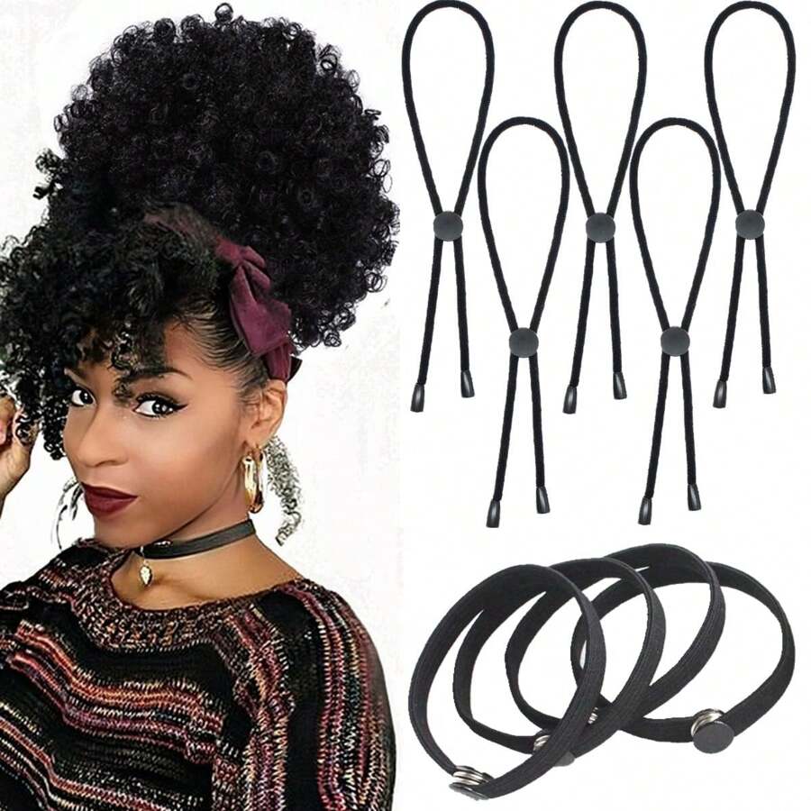 10 Stück einstellbare Haarband Scrunchies, natürliche lockige Afro Haargummi, Damen Lässig Haargummi, unifarbig, Haarstyling, Haarzubehör, Haaraccessoires