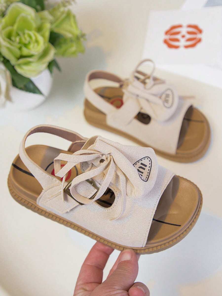 Zomerse kindersandalen met strikversiering, prinsessenstijl, comfortabele platte sandalen met klittenbandsluiting voor meisjes