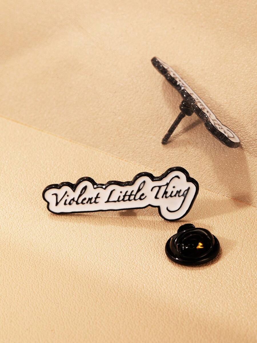1pc Heart Shaped Minimalist Black & White Motivational English Quote Lapel Pin, Metal Brooch For Clothes, Backpacks