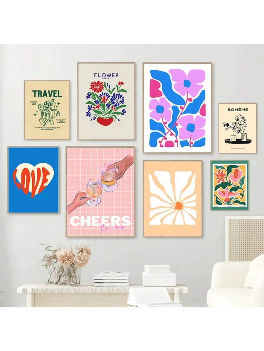 Affiche d'art mural représentant la fille du marché aux fleurs de Matisse, un chat, un oiseau et une fraise, pour la décoration de salon. Peinture sur canevas, images murales, décoration de salon, peintures cadeaux avec cadre en option