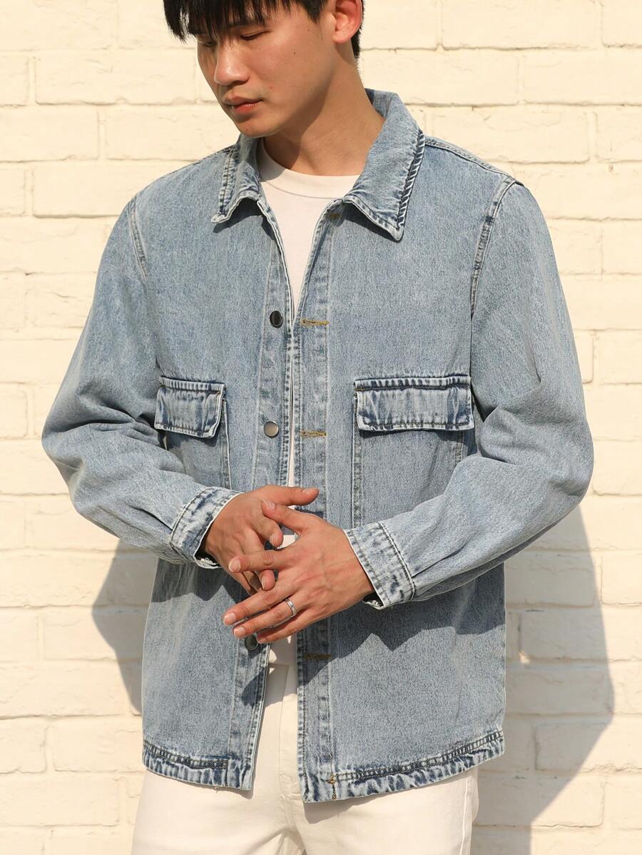 Men's Spring Autumn Casual Washed Denim Jacket