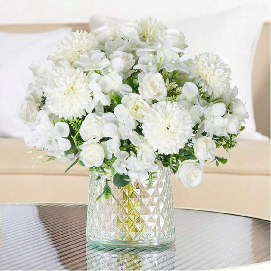 1/3PCS Artificial Flowers Silk Tea Roses Bouquet Chrysanthemum Plastics Plants Bridal Bouquet Valentine's Day Fake Plants Wedding Decoration DIY Wreath Material, Bride Holding Wrist Flower Decoration Accessories, Wedding Car Decoration, Lintel Arch Decoration, Home, Dining Room, Bedroom, Vase Decoration, Birthday Party Decoration Materials New Year Gifts,Fall Decor,Autumn