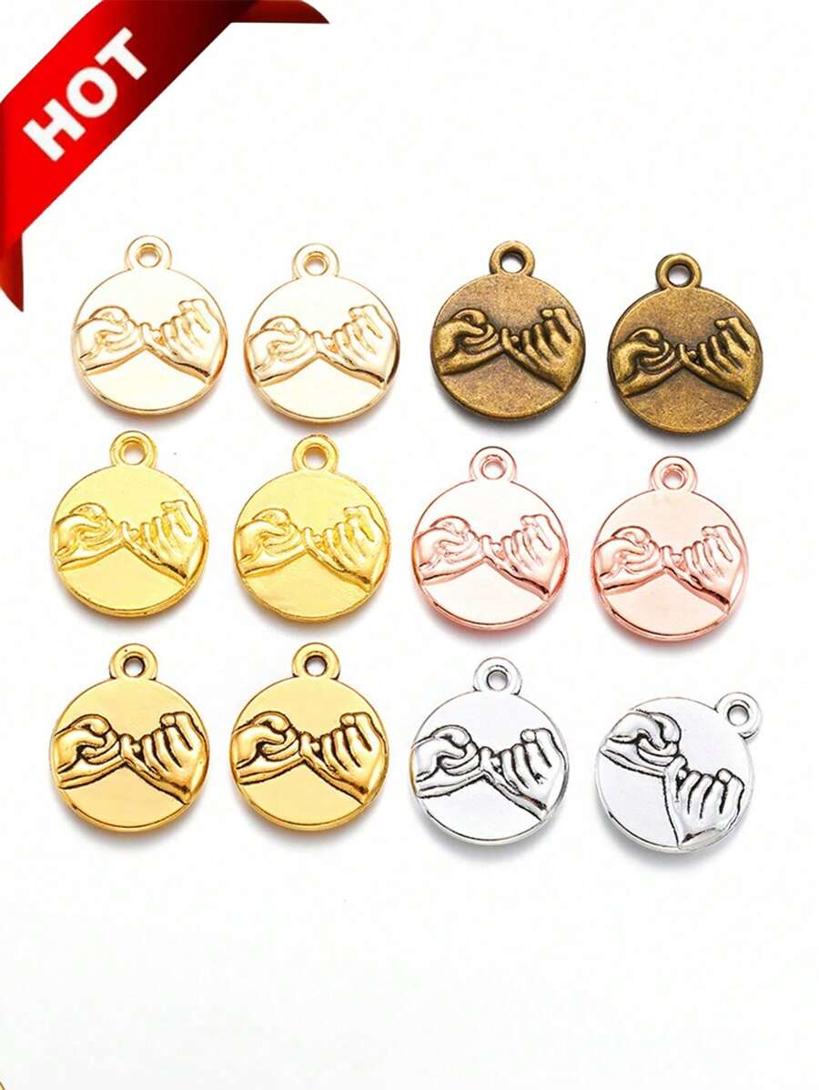 10 pièces/set Accessoires de bijouterie DIY Boucle ronde en alliage de zinc, pendentif mini rétro en alliage