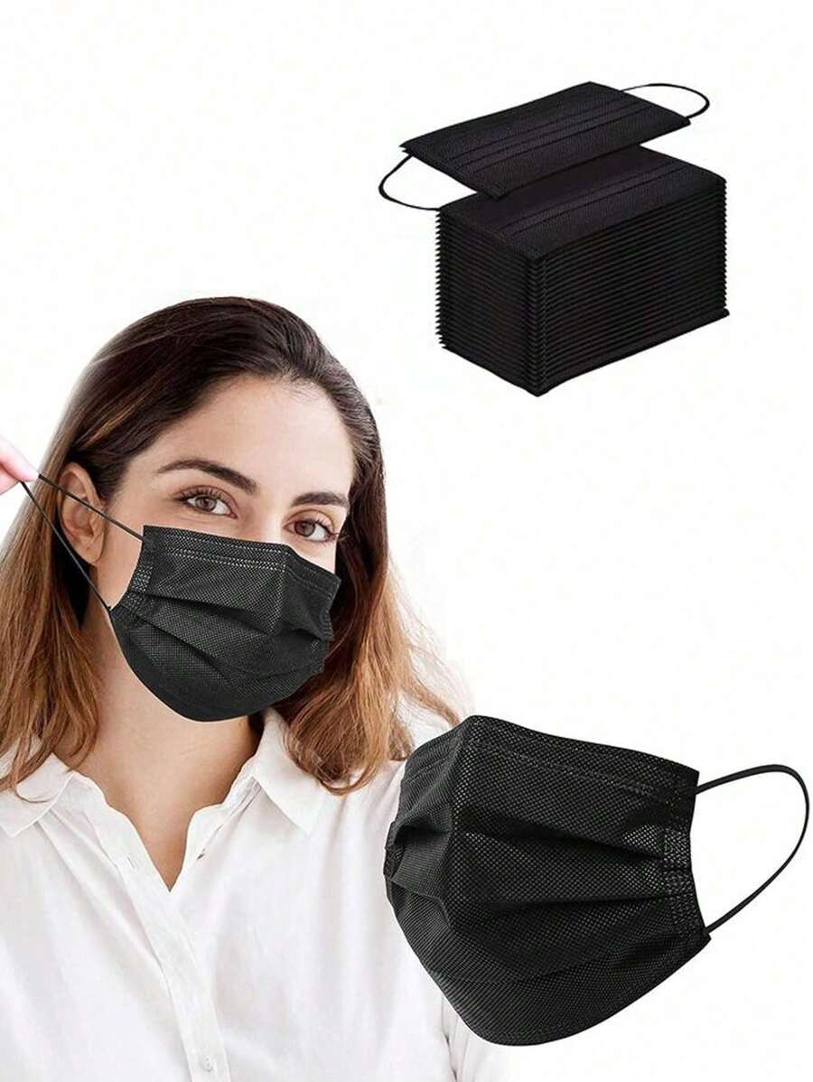 200/100/50 Mascherine monouso premium, con protezione avanzata a 3 strati, con fermaglio regolabile - traspiranti, morbide, delicate per uso domestico, scolastico, in ufficio e all'aperto, in materiale polipropilene e design monouso