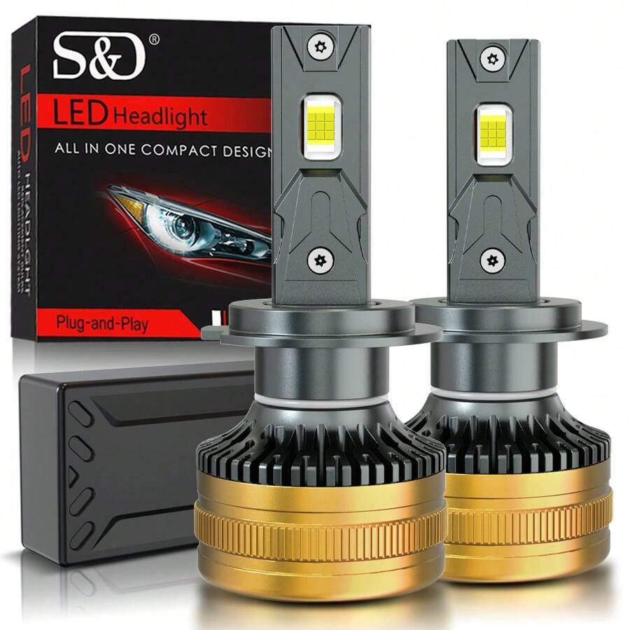 S&D 2pcs H1 H4 H7 LED Canbus H11 9005 HB3 9006 HB4 9012 Hir2 Car Headlight Bulb 20000LM Automobile Kit Turbo Lamp 12V