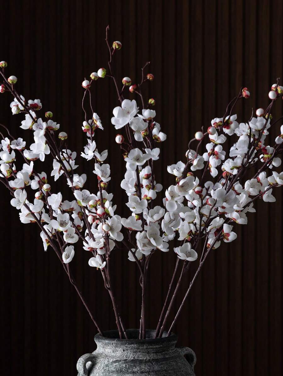 3,08 pies/94 cm Decoración artificial de flor de cerezo blanca, 1 pieza Rama de flor de cerezo de tallo largo de seda artificial blanca para arreglos florales, decoración de bodas y decoración del hogar, para jarrones altos, coronas DIY, manualidades, centro de mesa de oficina, dormitorio y fiesta