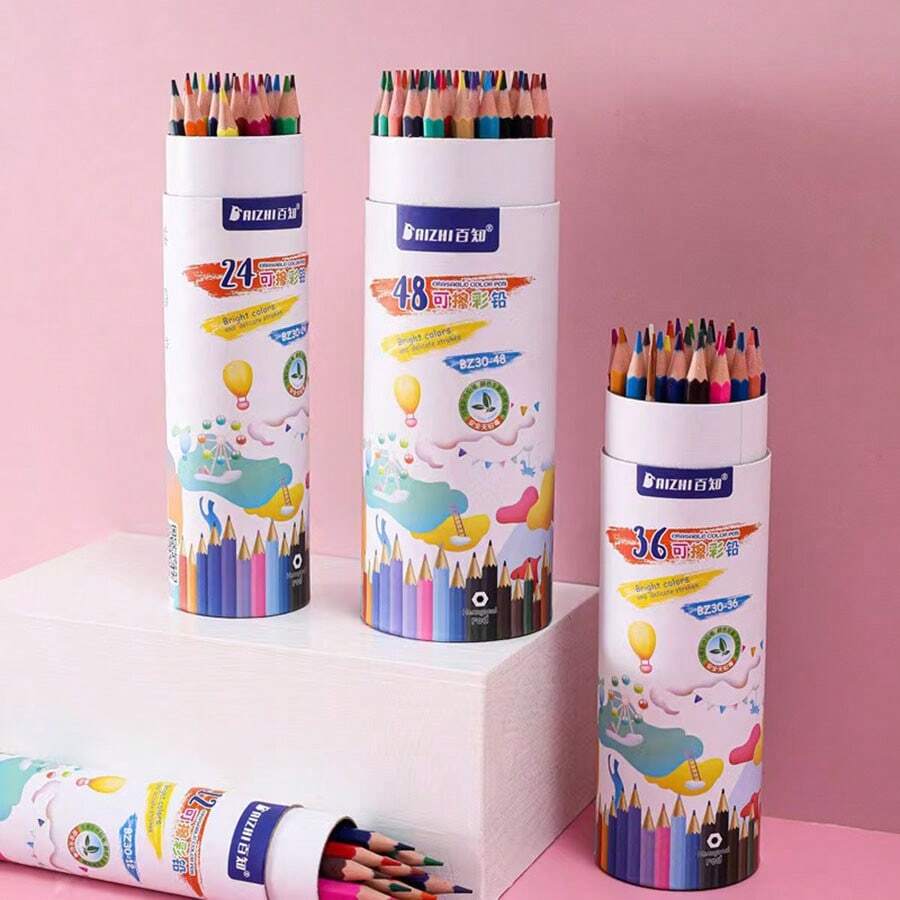 12/24/48 Colors Erasable Colored Pencils, 36 Colors Pencils For Elementary School Students, Drawing & Painting Pens For Kindergarten, Doodle,Back To School