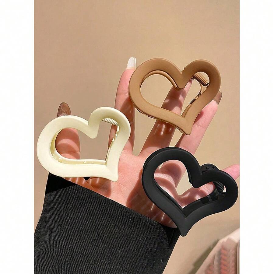 3 Stück herzförmige Haarspangen, geeignet für dickes & feines Haar, süße matter Haarschmuck Sommer