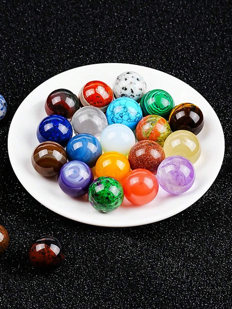 Random 1PC High Quality 20mm Multi-Material Crystal Agate Jade Gemstone Ball Ornaments, For Jewelry Making,Handmade Polishing, Home Decoration, Crystal DIY Suitable For Christmas, Valentine's Day, Mother's Day, And Graduation Ceremonies.