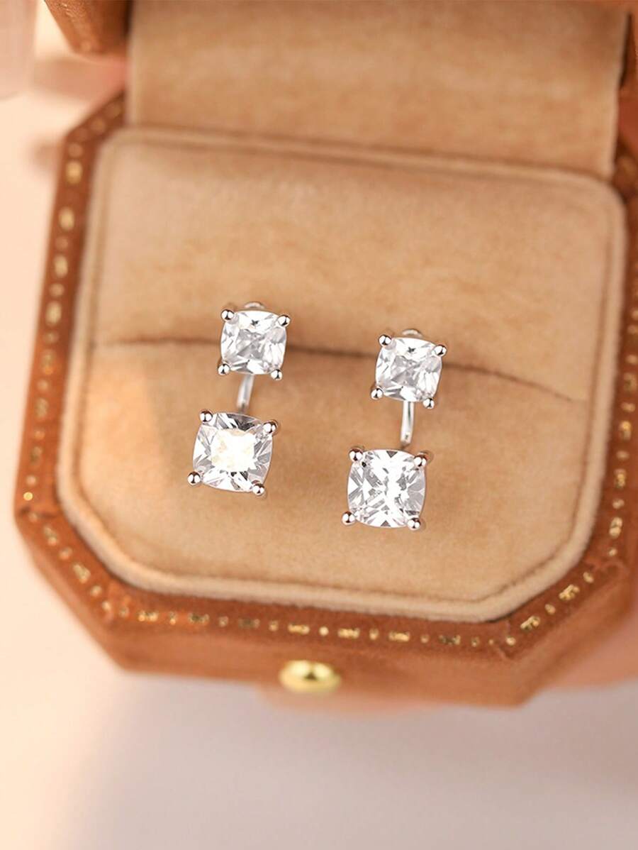 GAGAFEEL 1 Paar exquisite, elegante und modische S925 Sterling Silber Ohrringe, besetzt mit kubischem Zirkonia für den täglichen Gebrauch von Frauen, Schmuck, Feiertagsgeschenke, Schmuck und Muttertagsgeschenke