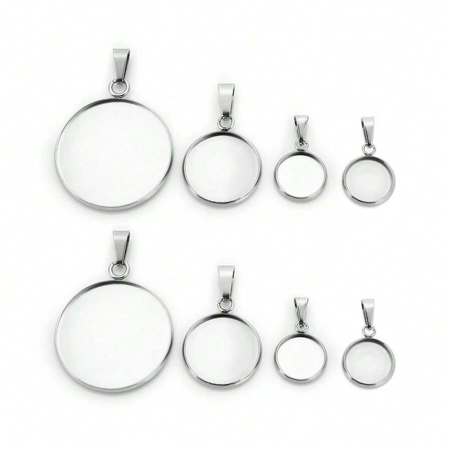 10 pièces/lot Base de cabochon vierge en acier inoxydable, pendentif de charme, convient pour des bijoux de 6 8 10 12 14 18 20 25 30 mm, fournitures de fabrication de bijoux