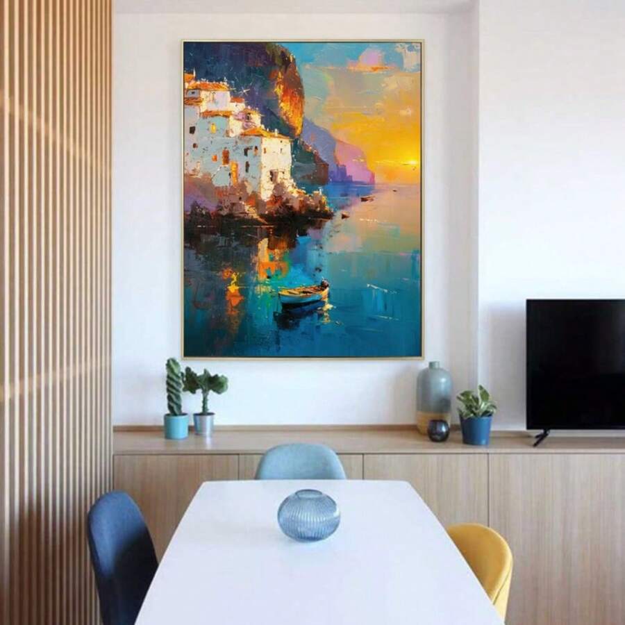 1 pièce Posters modernes avec cadre optionnel, peinture de scènes méditerranéennes, art mural, peinture sur canevas