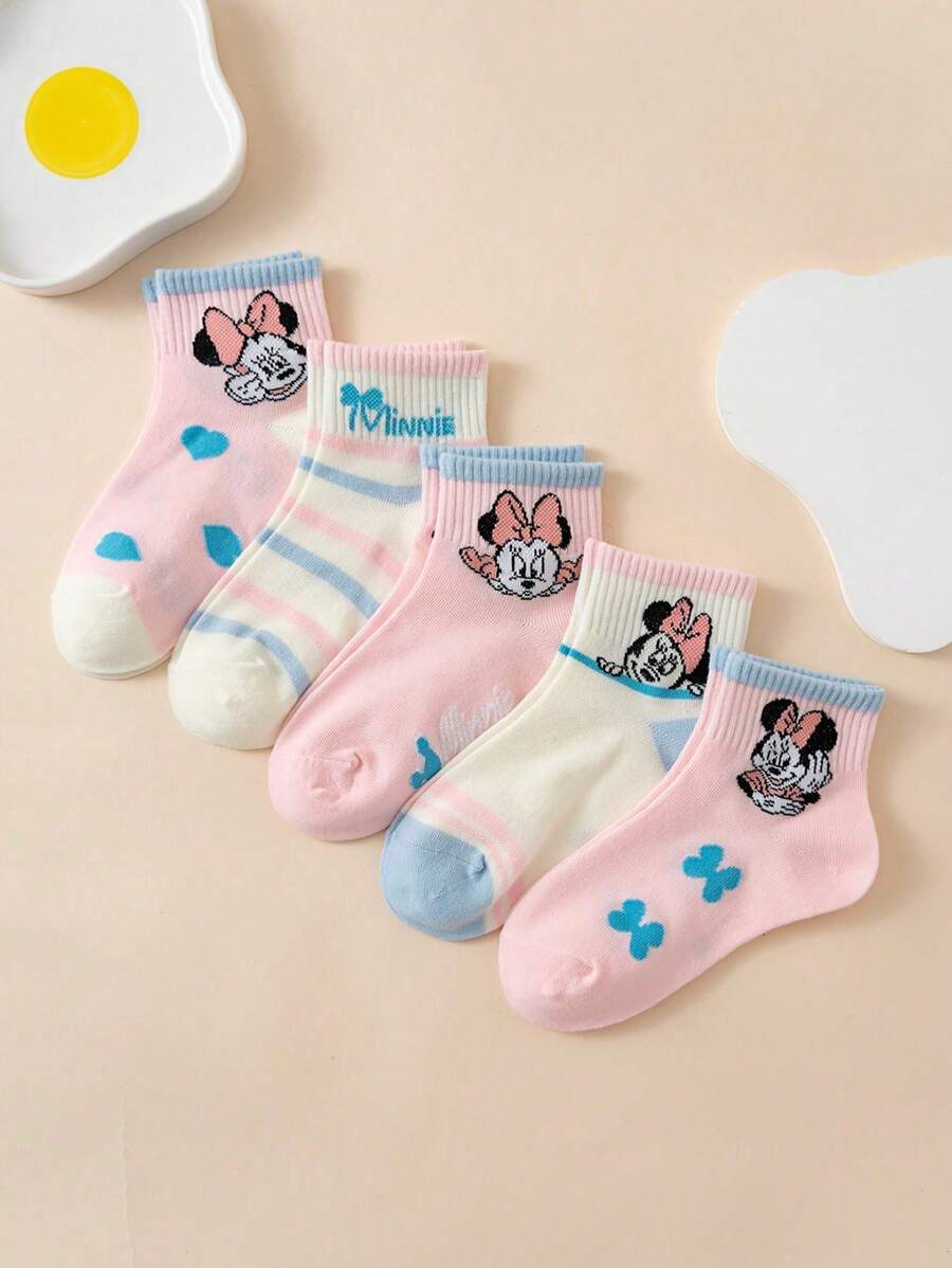 5 Paar Mädchen Cartoon Mickey Maus Mesh Sommer Kurzsocken