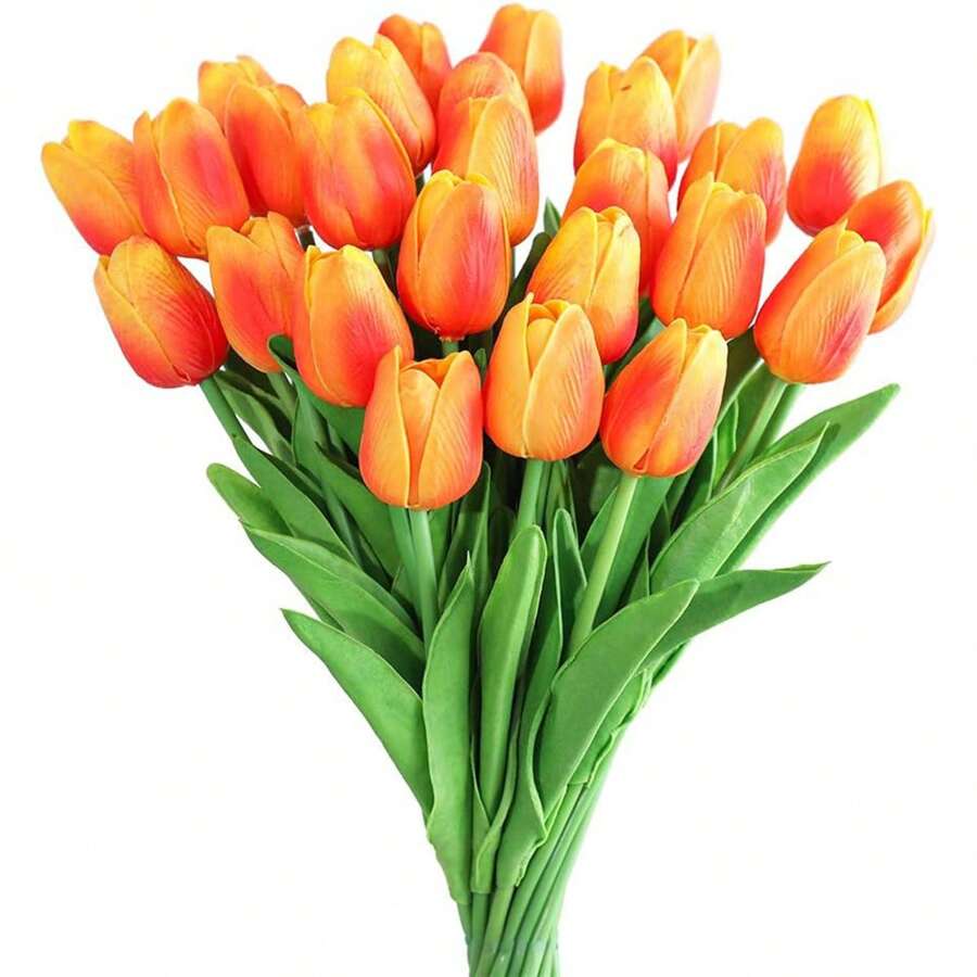 3pcs Artificial Tulip Flowers Decor, Home Decoration Lifelike Fake Flowers For Living Room And Bedroom