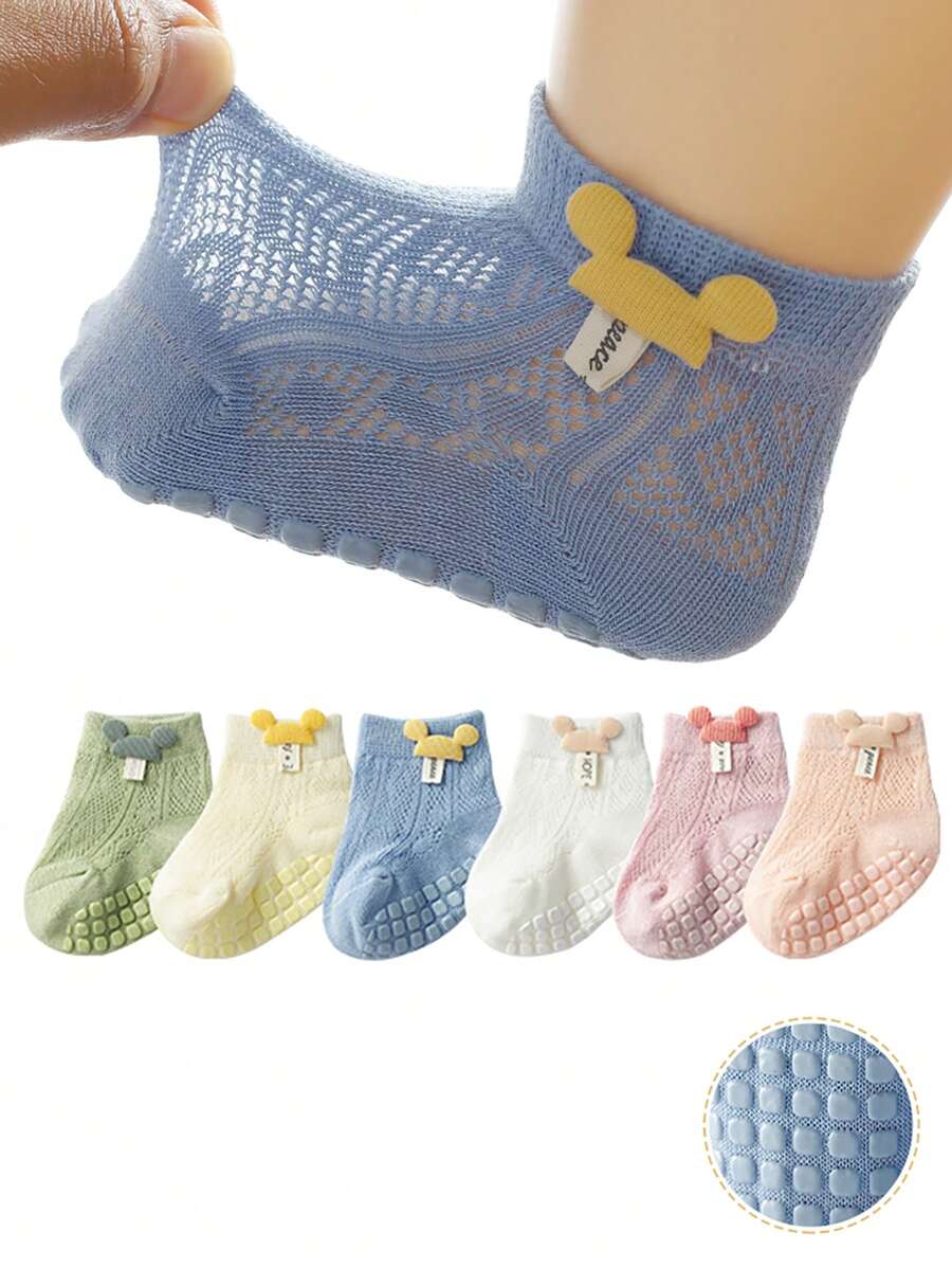 6 Paar Kinder/Kleinkind Mesh Bonbonfarben Cartoon Kurze Socken, Sommer