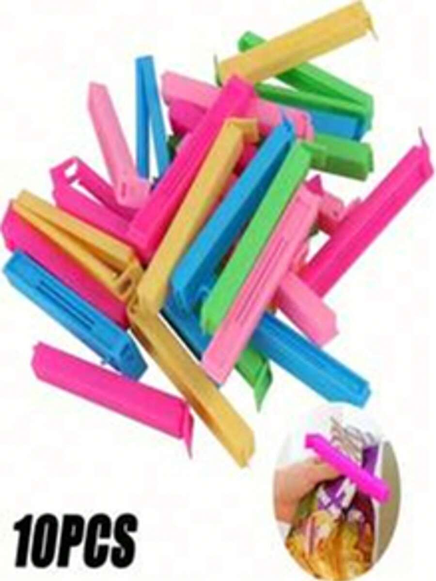 20pcs Food Bag Chip Clips,(Random Color), Portable Food Fresh-Keeping Sealing Clamp, Reusable Moisture-Proof And Dust-Proof Clamp, For Various Plastic Bags And Snack Bags, Kitchen Organizers And Storage, Kitchen Accessories, Kitchen GadgetsFor Bedroom,Travel,Office,School