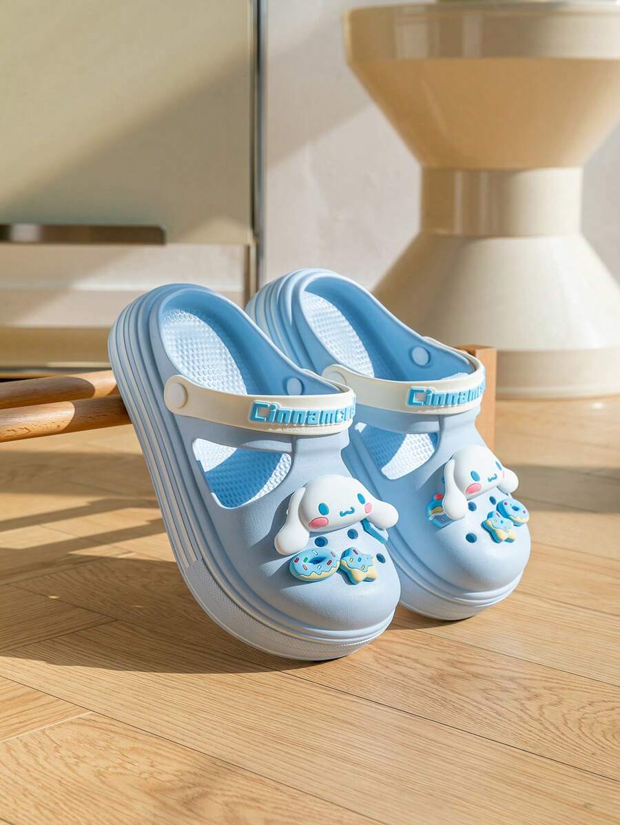 Sanrio Sanrio Cartoon Character Printed EVA Slide Sandals, Women & Kids Outdoor Casual Slippers For Kuromi, Cinnamoroll, Melody