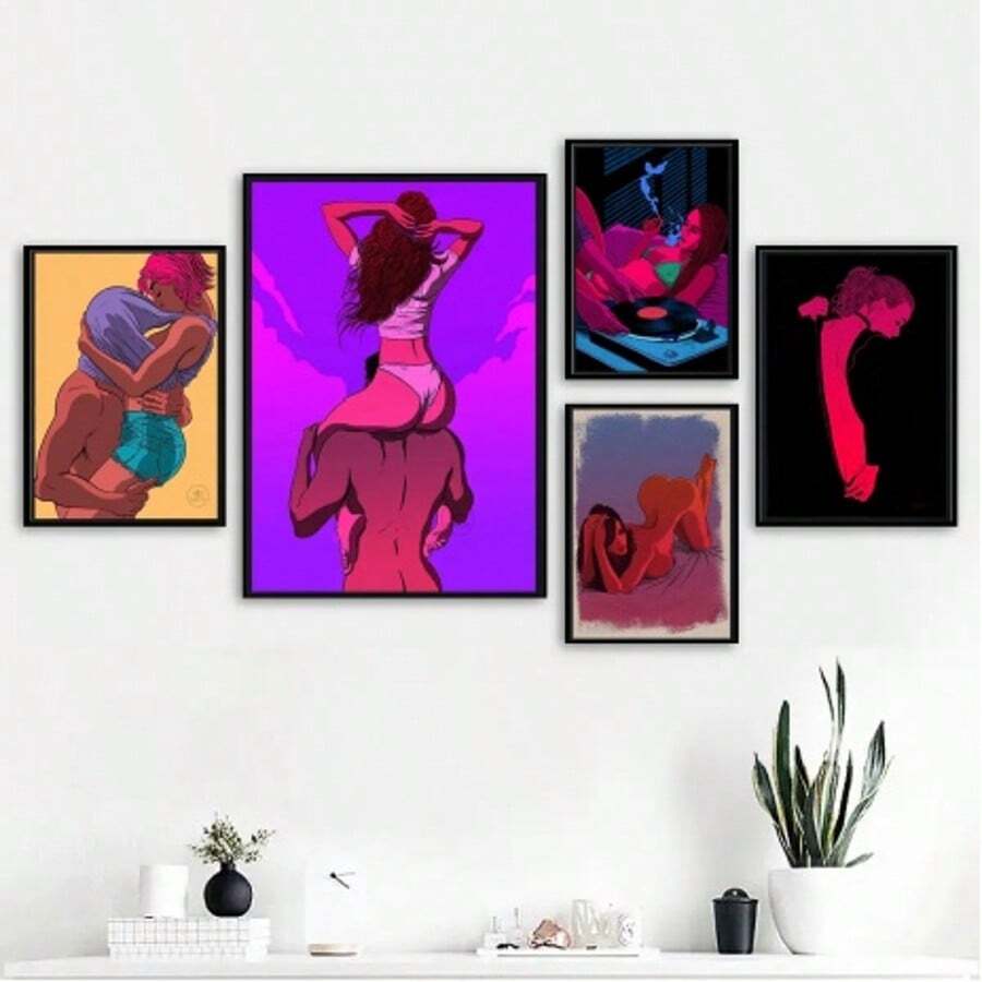 1/3PCS Optional Frame Posters Wall Arts Modern Romantic Woman Men Posters Living Room Decor ,Wall Art With Frame