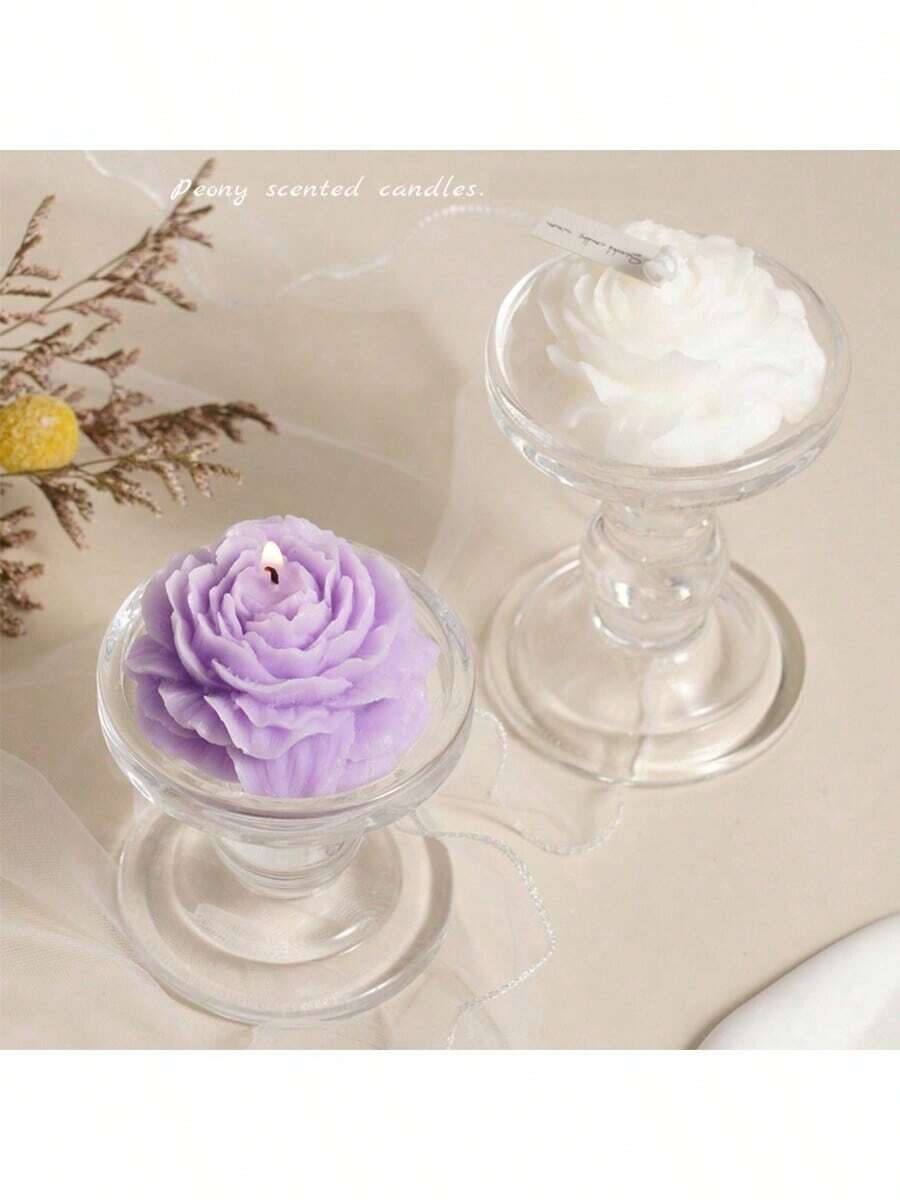 1 pieza Vela con forma de flor, vela estética con forma floral, vela de cera de soja fría, vela hecha a mano minimalista, vela decorativa para el hogar, spa, yoga, decoración de cumpleaños, boda, fiesta, regalo, set de velas, regalo, regalo para mujer, regalo para mejor amiga