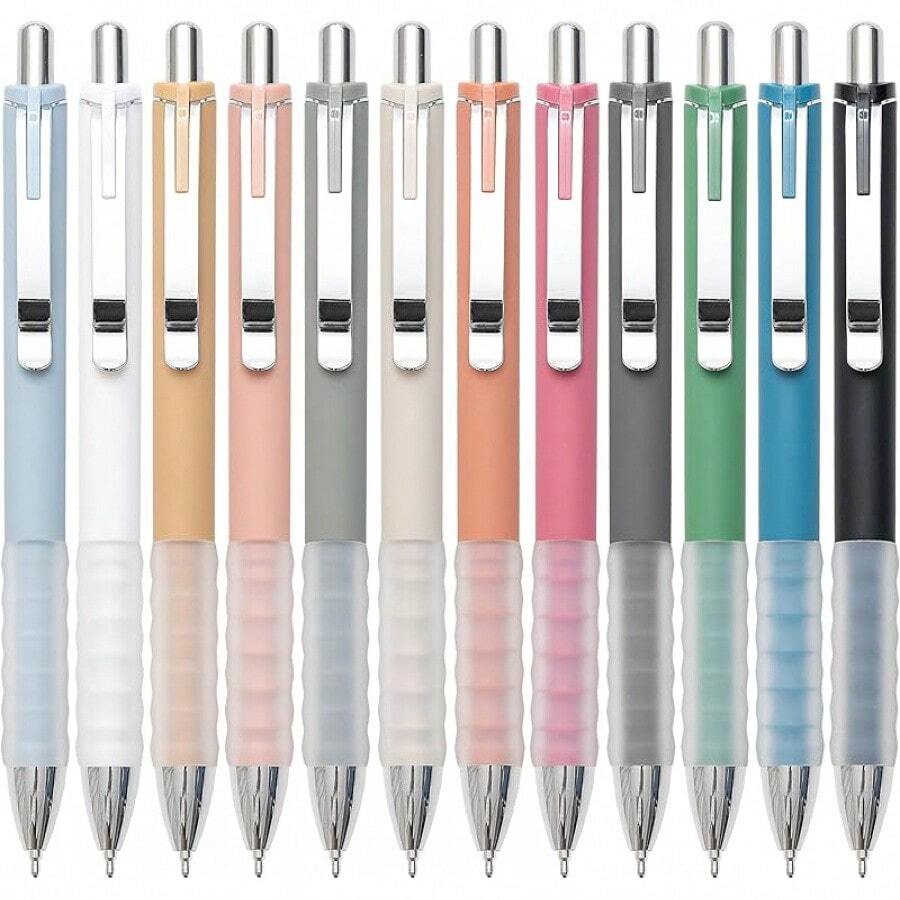 Ballpoint Pens Black Medium Point 1mm Pen With Super Soft Grip Ball Point Pen For Men Women Retractable Pens (Silver-12 Pcs)