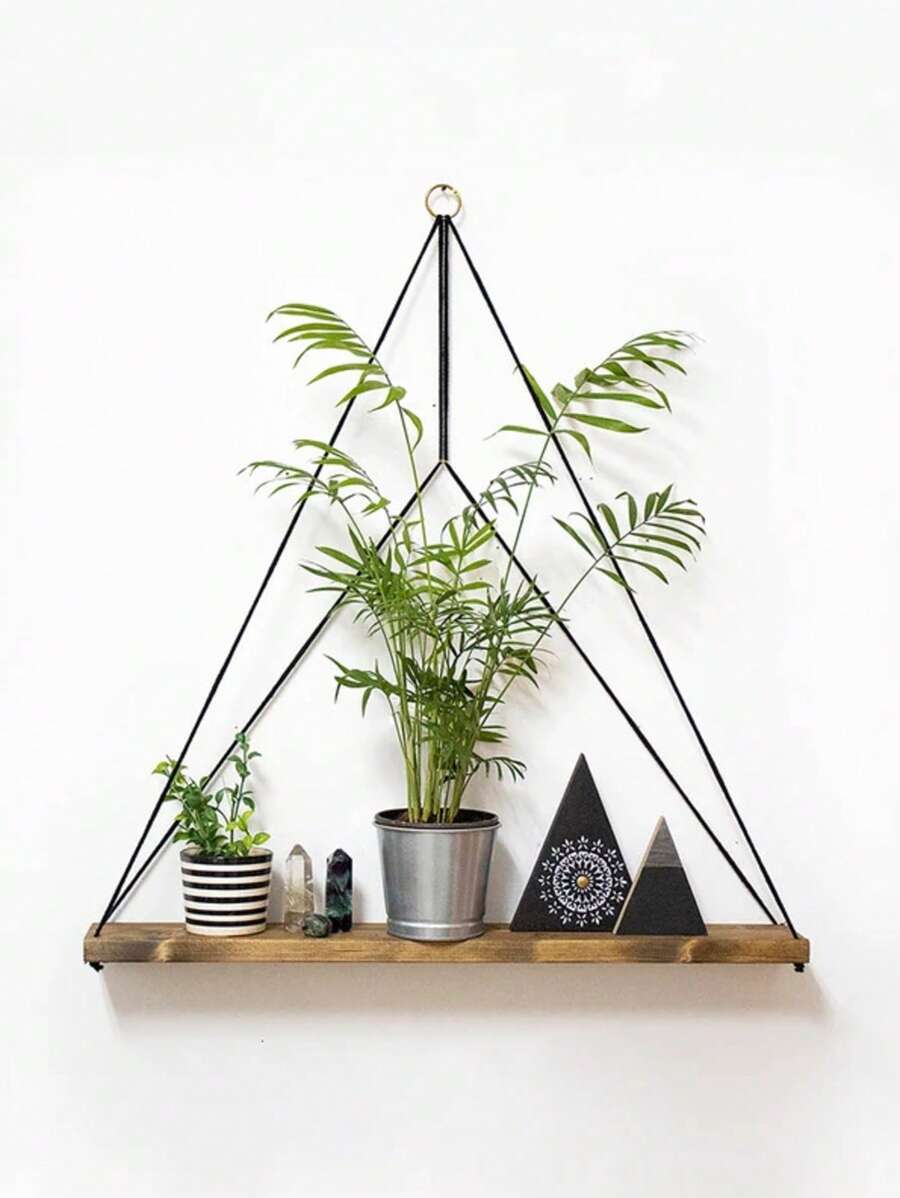 Étagères suspendues géométriques, étagères flottantes, étagères en bois suspendues, étagères en bois suspendues, décoration d'étagères pour la maison, la chambre à coucher, le salon, le bureau