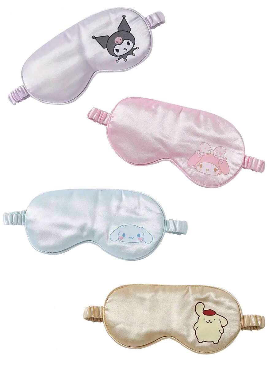 Sanrio 1 Stück süße Cartoon Kuromi Schlafmaske, Cinnamoroll, My Melody Ohranhänger Augenmaske Geschenk (Einige Teile können zufällig sein)