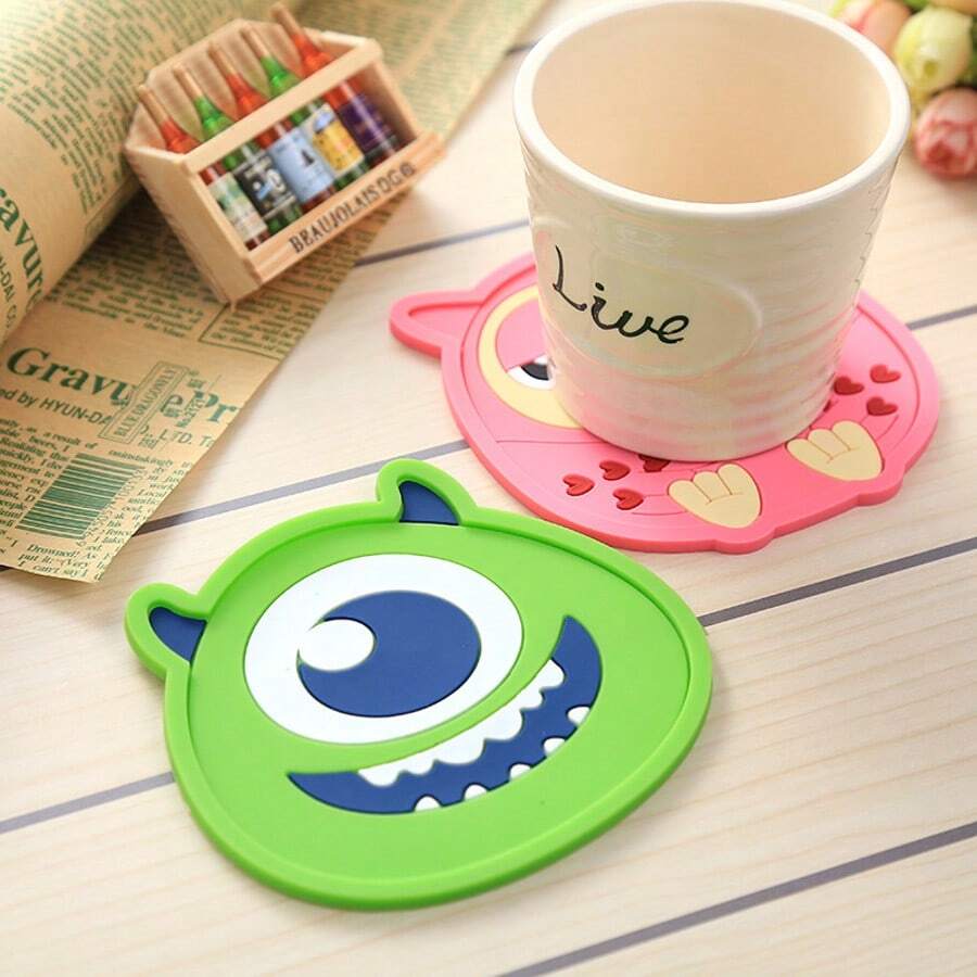 Cute Coaster Silicone Dining Table Placemat Kitchen Accessories Mat Cup Bar Mug Cartoon Animal Drink Pads Cartoon Heat-Resistant Tableware Pot Mat, Cup Mat, Bowl Mat, Waterproof Plate Mat