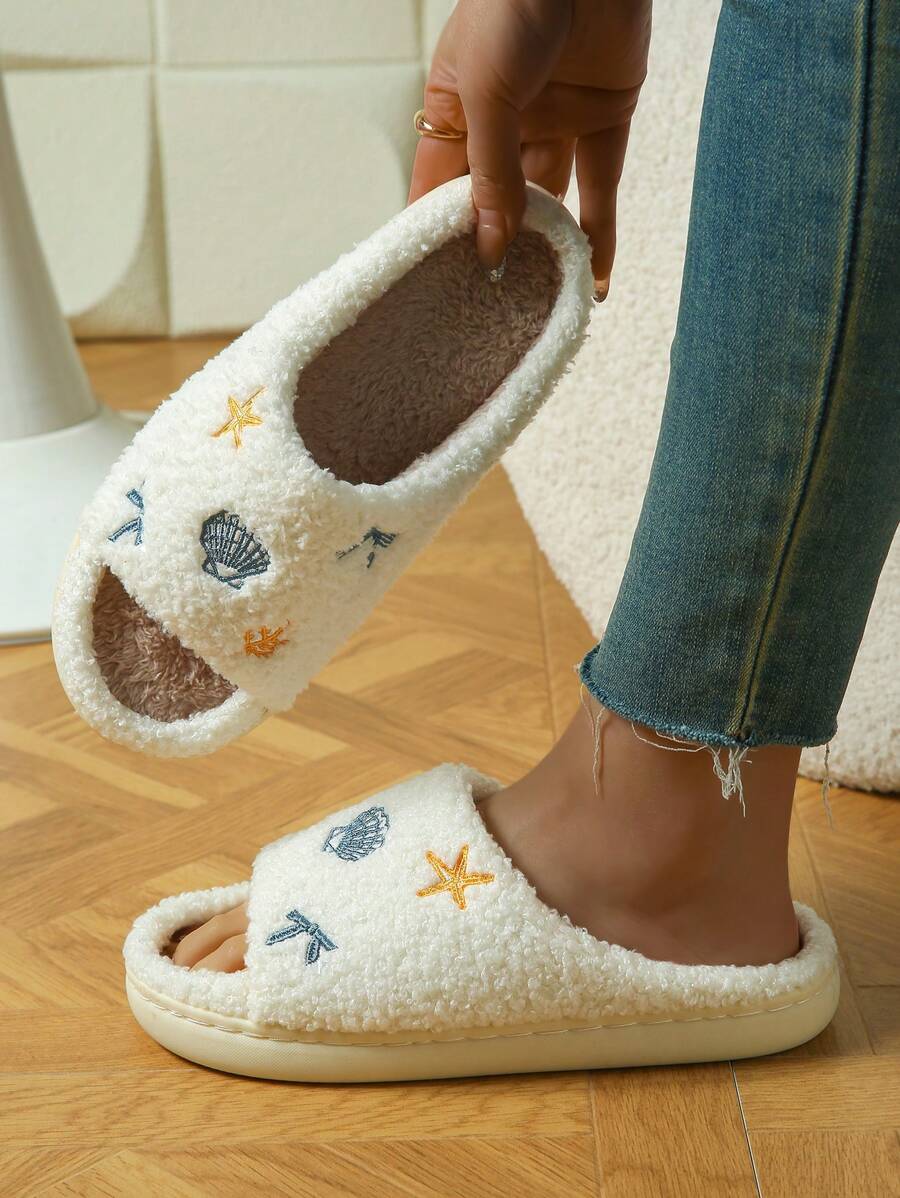Pantuflas abiertas de plumón, pantuflas interiores antideslizantes y lindas, pantuflas de forro polar suaves para el hogar para primavera y otoño, pantuflas esponjosas y livianas para todas las estaciones con cierre deslizante, pantuflas de piel de pelo respirables para la casa