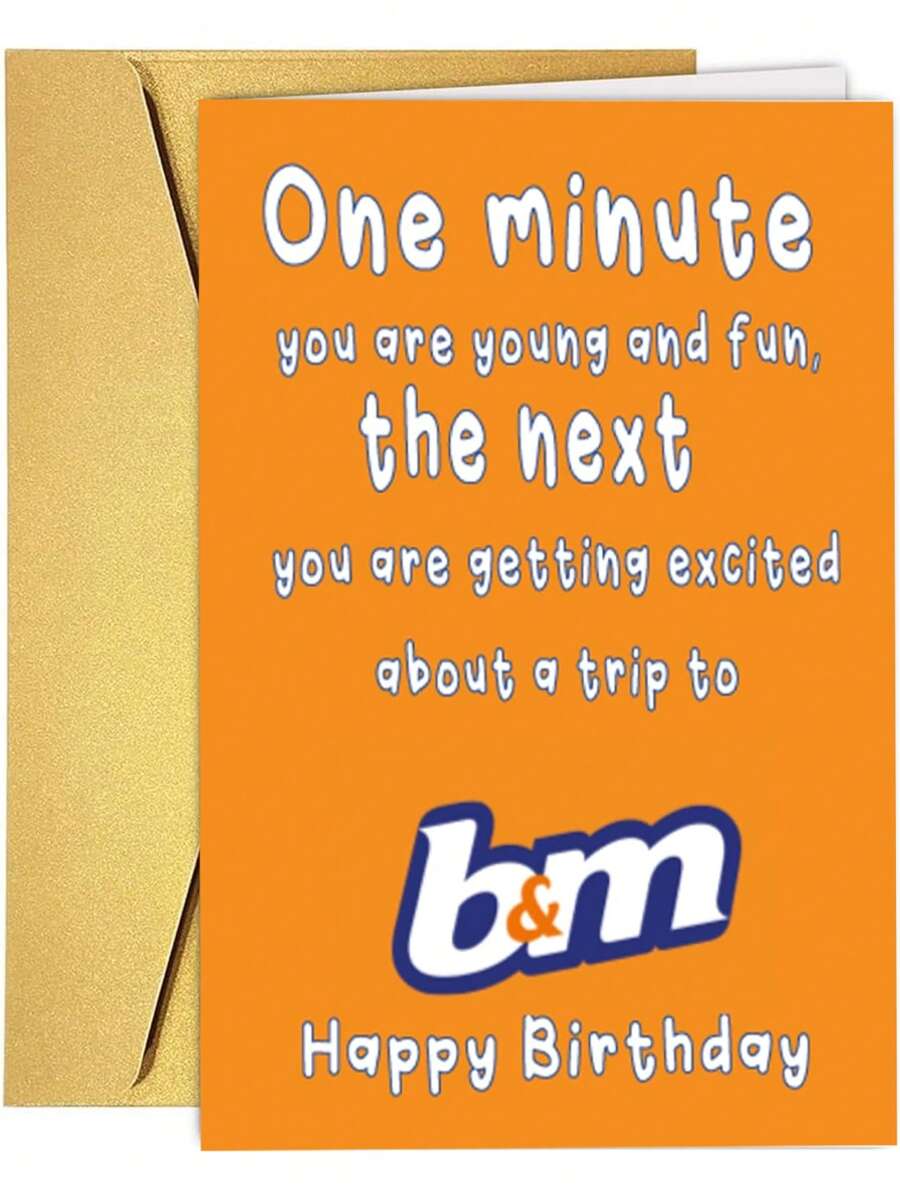 1Pc Funny Birthday Cards | Banter Joke Old Age Jokes Colleague Friends | One Minute You're Young And Cool B&M Shopping | For Her Bestie, School Supplies,Back To School