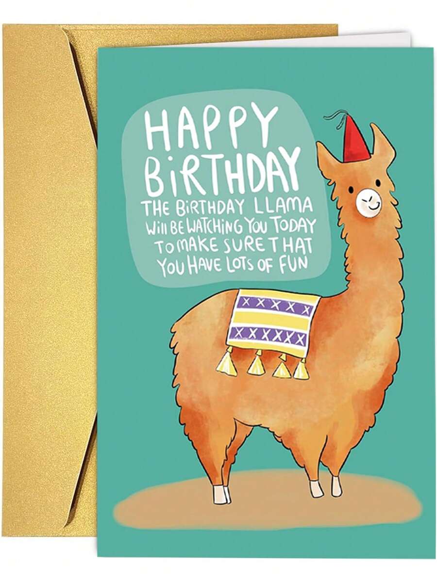 1Pc Funny Llama Birthday Card For Friend, Hilarious Birthday Card For Women Men, The Birthday Llama Will Be Watching You Today... School Supplies,Back To School