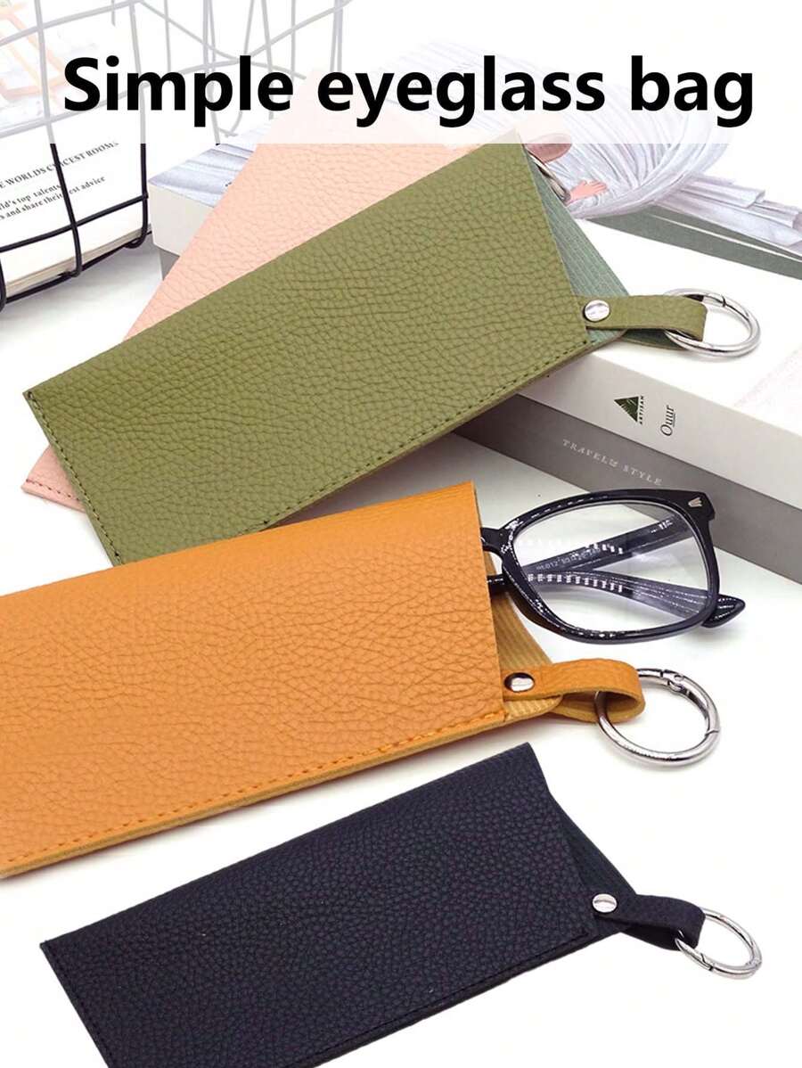 1 Stück Mode Federkugel-Aufhängehaken Brillenhalter, minimalistischer einfarbiger tragbarer Brillen-Etui für Sonnen- und Korrekturbrillen