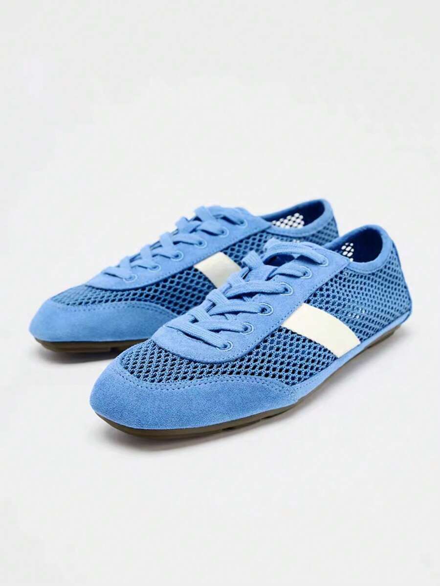 Leichte, atmungsaktive Laufschuhe für Damen, blauer Mesh-Schnürstil, Sommer 2025 neue Kollektion, Große Größen