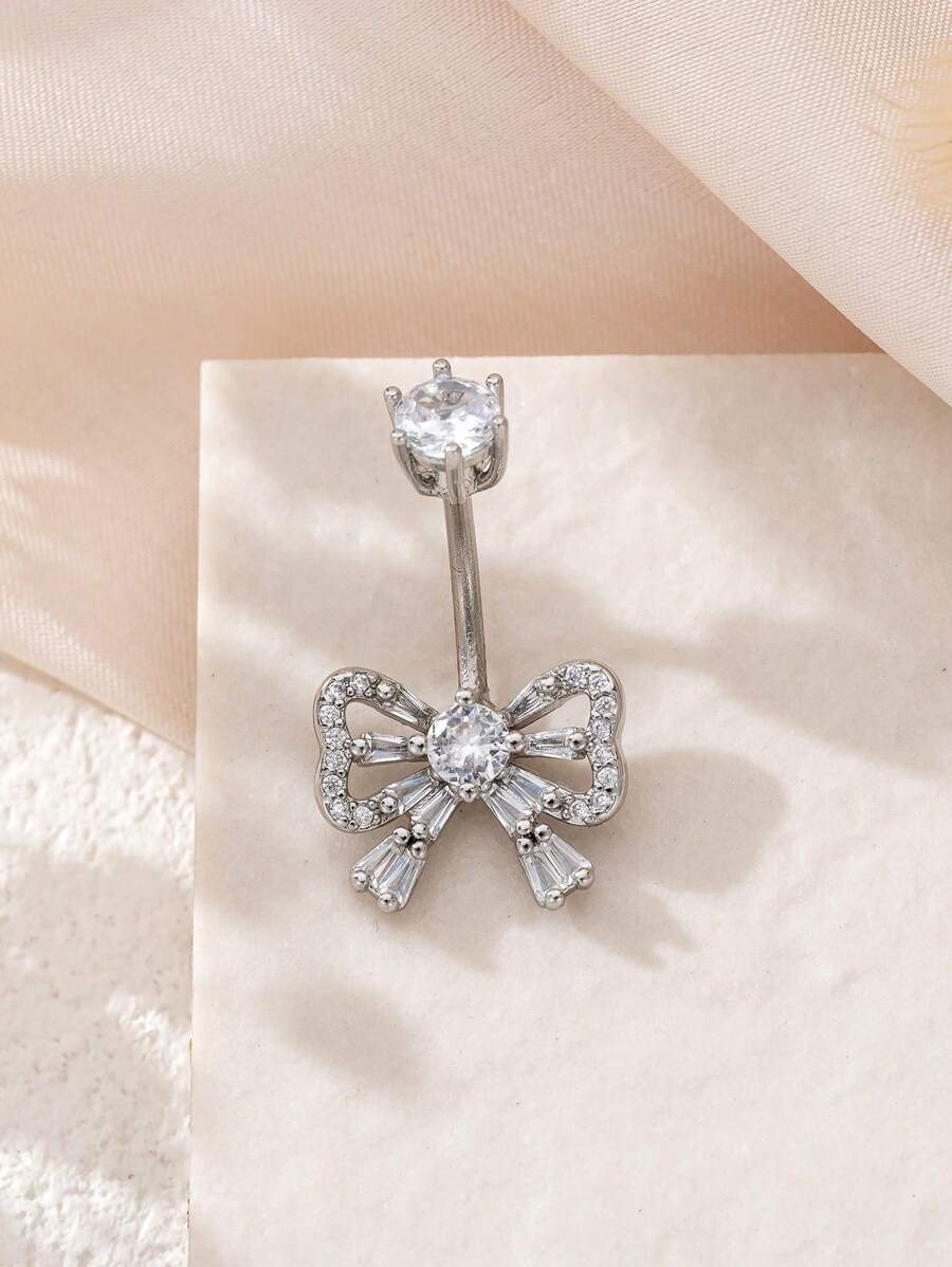 1 peça elegante e sexy com design de arco e borboleta de zircônia cúbica e piercing no umbigo, adequado para festas femininas, festivais de música e joias corporais