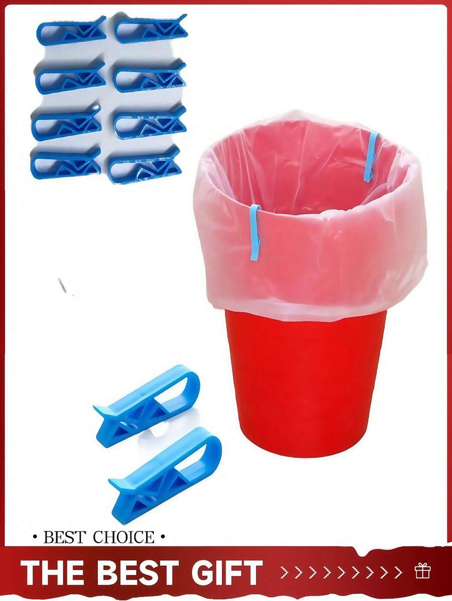 10 piezas Clips plásticos azules para bolsas de basura - Sujetadores resistentes al deslizamiento para botes de basura, organización del hogar y la oficina, sin necesidad de energía, sujetadores de bolsas de basura