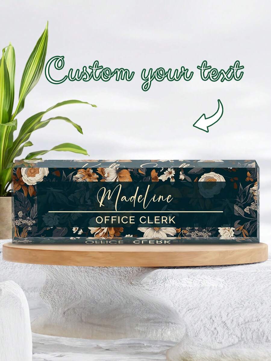 1pc Customized Desk Name Plate, 20*6*1.5cm, Acrylic Material, Multiple Styles Available, Support Customization Of Name/Text/Font/Color On Various Desk Plate Designs, Highly Transparent, Suitable As Personalized Appreciation Gift For Teachers, Bosses, Doctors, Managers, And As Desk Decor For Employees And Students Back To School